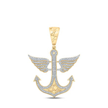 Load image into Gallery viewer, 10kt Yellow Gold Men&#39;s Diamond Anchor Wing Charm Pendant - 1/2 Cttw Top view from the 10Kt Yellow Gold Mens Round Diamond Anchor Wing Charm Pendant 1 2 Cttwpin287404 collection by Splendid Jewellery