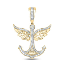 Load image into Gallery viewer, 10kt Yellow Gold Men&#39;s Diamond Anchor Wings Charm Pendant - 1/3 Cttw - Splendid Jewellery Top view from the 10Kt Yellow Gold Mens Round Diamond Anchor Wings Charm Pendant 1 3 Cttwpin287405 collection by Splendid Jewellery