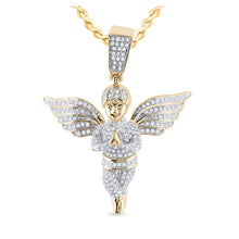 Load image into Gallery viewer, 10kt Yellow Gold Men's Round Diamond Angel Charm Pendant - 3/4 Cttw - Splendid Jewellery Top view from the 10Kt Yellow Gold Mens Round Diamond Angel Charm Pendant 3 4 Cttwpin222430 collection by Splendid Jewellery