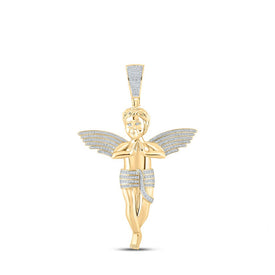 10kt Yellow Gold Men's Round Diamond Angel Charm Pendant - 4-1/4 Cttw - Splendid Jewellery Top view from the 10Kt Yellow Gold Mens Round Diamond Angel Charm Pendant 4 1 4 Cttwpin217986 collection by Splendid Jewellery