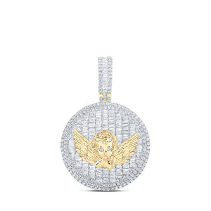 Men's Diamond Charm Pendant | 10kt Yellow Gold Mens Round Diamond Angel Charm Pendant 4-1/4 Cttw | Splendid Jewellery GND