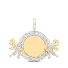 Load image into Gallery viewer, 10kt Yellow Gold Mens Round Diamond Angel Memory Circle Charm Pendant 6 Cttw Top view from the 10Kt Yellow Gold Mens Round Diamond Angel Memory Circle Charm Pendant 6 Cttwpin213236 collection by Splendid Jewellery