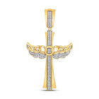 10kt Yellow Gold Mens Diamond Angel Wing Cross Pendant - 3/8 Cttw Top view from the 10Kt Yellow Gold Mens Round Diamond Angel Wing Cuban Link Cross Charm Pendant 3 8 Cttwpin287669 collection by Splendid Jewellery