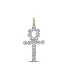 Load image into Gallery viewer, 10kt Yellow Gold Men's Round Diamond Ankh Cross Charm Pendant - 1-1/4 Cttw | Splendid Jewellery Top view from the 10Kt Yellow Gold Mens Round Diamond Ankh Cross Charm Pendant 1 1 4 Cttwpin223835 collection by Splendid Jewellery