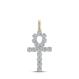 10kt Yellow Gold Men's Round Diamond Ankh Cross Charm Pendant - 1-1/4 Cttw | Splendid Jewellery Top view from the 10Kt Yellow Gold Mens Round Diamond Ankh Cross Charm Pendant 1 1 4 Cttwpin223835 collection by Splendid Jewellery
