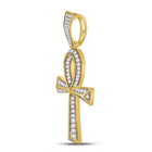 10kt Yellow Gold Men's Round Diamond Ankh Cross Charm Pendant - Exquisite Brilliance Side view from the 10Kt Yellow Gold Mens Round Diamond Ankh Cross Charm Pendant 1 3 4 Cttwpin280012 collection by Splendid Jewellery