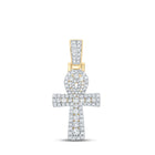 10kt Yellow Gold Men's Round Diamond Ankh Cross Charm Pendant - Exquisite Brilliance Top view from the 10Kt Yellow Gold Mens Round Diamond Ankh Cross Charm Pendant 1 3 4 Cttwpin289311 collection by Splendid Jewellery