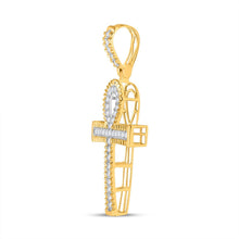 Load image into Gallery viewer, 10kt Yellow Gold Men's Round Diamond Ankh Cross Charm Pendant - 1 Cttw | Splendid Jewellery Side view from the 10Kt Yellow Gold Mens Round Diamond Ankh Cross Charm Pendant 1 Cttwpin280038 collection by Splendid Jewellery