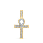 10kt Yellow Gold Men's Round Diamond Ankh Cross Charm Pendant - 1 Cttw | Splendid Jewellery Top view from the 10Kt Yellow Gold Mens Round Diamond Ankh Cross Charm Pendant 1 Cttwpin280038 collection by Splendid Jewellery
