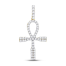 Load image into Gallery viewer, 10kt Yellow Gold Men's Round Diamond Ankh Cross Charm Pendant - 1 Cttw | Splendid Jewellery Top view from the 10Kt Yellow Gold Mens Round Diamond Ankh Cross Charm Pendant 1 Cttwpin280013 collection by Splendid Jewellery