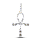 10kt Yellow Gold Men's Round Diamond Ankh Cross Charm Pendant - 1 Cttw | Splendid Jewellery Top view from the 10Kt Yellow Gold Mens Round Diamond Ankh Cross Charm Pendant 1 Cttwpin280013 collection by Splendid Jewellery