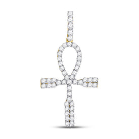 10kt Yellow Gold Men's Round Diamond Ankh Cross Charm Pendant - 1 Cttw | Splendid Jewellery Top view from the 10Kt Yellow Gold Mens Round Diamond Ankh Cross Charm Pendant 1 Cttwpin280013 collection by Splendid Jewellery