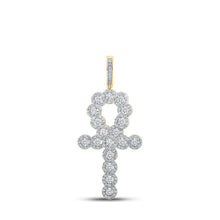 Load image into Gallery viewer, 10kt Yellow Gold Men&#39;s Diamond Ankh Cross Pendant - 1 Cttw | Splendid Jewellery Top view from the 10Kt Yellow Gold Mens Round Diamond Ankh Cross Charm Pendant 1 Cttwpin286299 collection by Splendid Jewellery