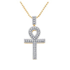 10kt Yellow Gold Mens Round Diamond Ankh Cross Charm Pendant - A Dazzling Symbol of Style and Spirituality Top view from the 10Kt Yellow Gold Mens Round Diamond Ankh Cross Charm Pendant 1 Cttwpin284586 collection by Splendid Jewellery