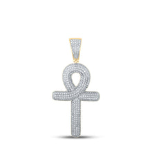 Load image into Gallery viewer, 10kt Yellow Gold Men's Round Diamond Ankh Cross Charm Pendant - 1 Cttw | Dazzling Diamond Delight Top view from the 10Kt Yellow Gold Mens Round Diamond Ankh Cross Charm Pendant 1 Cttwpin286107 collection by Splendid Jewellery