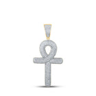 10kt Yellow Gold Men's Round Diamond Ankh Cross Charm Pendant - 1 Cttw | Dazzling Diamond Delight Top view from the 10Kt Yellow Gold Mens Round Diamond Ankh Cross Charm Pendant 1 Cttwpin286107 collection by Splendid Jewellery