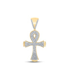 10kt Yellow Gold Men's Round Diamond Ankh Cross Charm Pendant 1/3 Cttw | Dazzling Diamond Delight Top view from the 10Kt Yellow Gold Mens Round Diamond Ankh Cross Charm Pendant 1 3 Cttwpin286640 collection by Splendid Jewellery