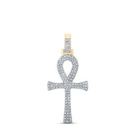10kt Yellow Gold Men's Round Diamond Ankh Cross Charm Pendant - 1/3 Cttw | Splendid Jewellery Top view from the 10Kt Yellow Gold Mens Round Diamond Ankh Cross Charm Pendant 1 3 Cttwpin286656 collection by Splendid Jewellery