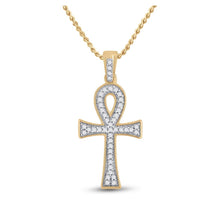 Load image into Gallery viewer, 10kt Yellow Gold Men&#39;s Round Diamond Ankh Cross Charm Pendant - Exquisite Elegance Top view from the 10Kt Yellow Gold Mens Round Diamond Ankh Cross Charm Pendant 1 5 Cttwpin229687 collection by Splendid Jewellery