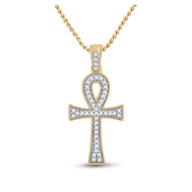10kt Yellow Gold Men's Round Diamond Ankh Cross Charm Pendant - Exquisite Elegance Top view from the 10Kt Yellow Gold Mens Round Diamond Ankh Cross Charm Pendant 1 5 Cttwpin229687 collection by Splendid Jewellery