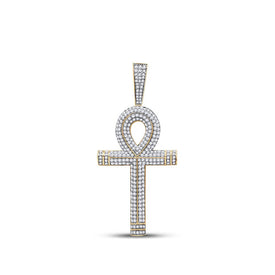 10kt Yellow Gold Men's Diamond Ankh Cross Charm Pendant - A Symbol of Style and Spirituality Top view from the 10Kt Yellow Gold Mens Round Diamond Ankh Cross Charm Pendant 2 1 5 Cttwpin280010 collection by Splendid Jewellery