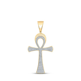 10kt Yellow Gold Men's Round Diamond Ankh Cross Charm Pendant - 3/4 Cttw | Splendid Jewellery Top view from the 10Kt Yellow Gold Mens Round Diamond Ankh Cross Charm Pendant 3 4 Cttwpin279216 collection by Splendid Jewellery