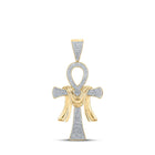 10kt Yellow Gold Men's Round Diamond Ankh Cross Charm Pendant - 3/4 Cttw | Dazzling Diamond Delight Top view from the 10Kt Yellow Gold Mens Round Diamond Ankh Cross Charm Pendant 3 4 Cttwpin289166 collection by Splendid Jewellery