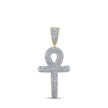 Load image into Gallery viewer, 10kt Yellow Gold Men&#39;s Diamond Ankh Cross Charm Pendant - 3/4 Cttw | Splendid Jewellery Top view from the 10Kt Yellow Gold Mens Round Diamond Ankh Cross Charm Pendant 3 4 Cttwpin286981 collection by Splendid Jewellery
