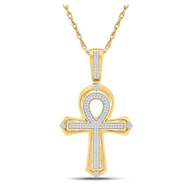 10kt Yellow Gold Men's Round Diamond Ankh Cross Charm Pendant - Captivating Elegance Top view from the 10Kt Yellow Gold Mens Round Diamond Ankh Cross Charm Pendant 3 8 Cttwpin284126 collection by Splendid Jewellery
