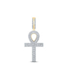 10kt Yellow Gold Men's Diamond Ankh Cross Charm Pendant - A Dazzling Symbol of Style and Spirituality Top view from the 10Kt Yellow Gold Mens Round Diamond Ankh Cross Charm Pendant 3 8 Cttwpin289164 collection by Splendid Jewellery