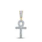10kt Yellow Gold Men's Round Diamond Ankh Cross Charm Pendant - A Dazzling Symbol of Style and Spirituality Top view from the 10Kt Yellow Gold Mens Round Diamond Ankh Cross Charm Pendant 3 8 Cttwpin286988 collection by Splendid Jewellery