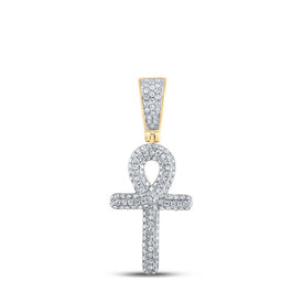 10kt Yellow Gold Men's Round Diamond Ankh Cross Charm Pendant - A Dazzling Symbol of Style and Spirituality Top view from the 10Kt Yellow Gold Mens Round Diamond Ankh Cross Charm Pendant 3 8 Cttwpin286988 collection by Splendid Jewellery