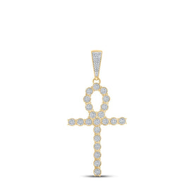 10kt Yellow Gold Men's Round Diamond Ankh Cross Charm Pendant - 5/8 Ct.t.w. Top view from the 10Kt Yellow Gold Mens Round Diamond Ankh Cross Charm Pendant 5 8 Cttwpin270895 collection by Splendid Jewellery