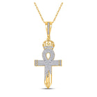 10kt Yellow Gold Men's Diamond Ankh Nail Cross Pendant - Captivating Charm with 1/2 Ct.t.w. Diamonds Top view from the 10Kt Yellow Gold Mens Round Diamond Ankh Nail Cross Charm Pendant 1 2 Cttwpin284129 collection by Splendid Jewellery