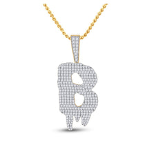 Load image into Gallery viewer, 10kt Yellow Gold Men&#39;s Diamond B Drip Letter Charm Pendant - 2-3/4 Cttw Top view from the 10Kt Yellow Gold Mens Round Diamond B Drip Letter Charm Pendant 2 3 4 Cttwpin280049 collection by Splendid Jewellery