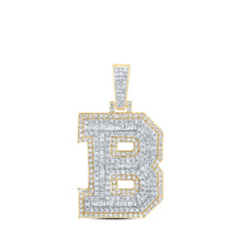 Load image into Gallery viewer, 10kt Yellow Gold Men's Round Diamond B Initial Letter Charm Pendant - 1-3/8 Cttw Top view from the 10Kt Yellow Gold Mens Round Diamond B Initial Letter Charm Pendant 1 3 8 Cttwpin232893 collection by Splendid Jewellery