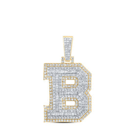10kt Yellow Gold Men's Round Diamond B Initial Letter Charm Pendant - 1-3/8 Cttw Top view from the 10Kt Yellow Gold Mens Round Diamond B Initial Letter Charm Pendant 1 3 8 Cttwpin232893 collection by Splendid Jewellery