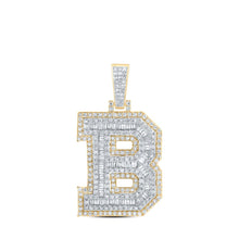 Load image into Gallery viewer, 10kt Yellow Gold Men's Round Diamond B Initial Charm Pendant - 1 Cttw | Splendid Jewellery Top view from the 10Kt Yellow Gold Mens Round Diamond B Initial Letter Charm Pendant 1 Cttwpin232817 collection by Splendid Jewellery