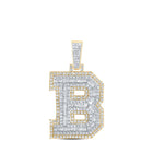 10kt Yellow Gold Men's Round Diamond B Initial Charm Pendant - 1 Cttw | Splendid Jewellery Top view from the 10Kt Yellow Gold Mens Round Diamond B Initial Letter Charm Pendant 1 Cttwpin232817 collection by Splendid Jewellery