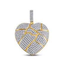 Load image into Gallery viewer, 10kt Yellow Gold Men's Round Diamond Broken Heart Charm Pendant - 1 Cttw Top view from the 10Kt Yellow Gold Mens Round Diamond Broken Heart Charm Pendant 1 Cttwpin282788 collection by Splendid Jewellery