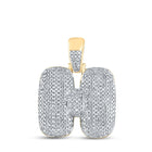 10kt Yellow Gold Men's Round Diamond Bubble H Letter Charm Pendant - 7/8 Cttw | Splendid Jewellery Top view from the 10Kt Yellow Gold Mens Round Diamond Bubble H Letter Charm Pendant 7 8 Cttwpin246677 collection by Splendid Jewellery