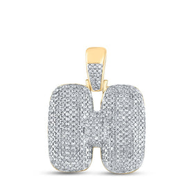 10kt Yellow Gold Men's Round Diamond Bubble H Letter Charm Pendant - 7/8 Cttw | Splendid Jewellery Top view from the 10Kt Yellow Gold Mens Round Diamond Bubble H Letter Charm Pendant 7 8 Cttwpin246677 collection by Splendid Jewellery