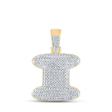 Load image into Gallery viewer, 10kt Yellow Gold Men's Round Diamond Bubble I Letter Charm Pendant 3/4 Cttw - A Dazzling Statement Piece for Men Top view from the 10Kt Yellow Gold Mens Round Diamond Bubble I Letter Charm Pendant 3 4 Cttwpin246675 collection by Splendid Jewellery