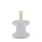 10kt Yellow Gold Men's Round Diamond Bubble I Letter Charm Pendant 3/4 Cttw - A Dazzling Statement Piece for Men Top view from the 10Kt Yellow Gold Mens Round Diamond Bubble I Letter Charm Pendant 3 4 Cttwpin246675 collection by Splendid Jewellery