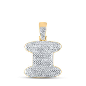 10kt Yellow Gold Men's Round Diamond Bubble I Letter Charm Pendant 3/4 Cttw - A Dazzling Statement Piece for Men Top view from the 10Kt Yellow Gold Mens Round Diamond Bubble I Letter Charm Pendant 3 4 Cttwpin246675 collection by Splendid Jewellery