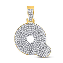 Load image into Gallery viewer, 10kt Yellow Gold Men's Round Diamond Bubble Q Letter Charm Pendant 3/4 Cttw | Splendid Jewellery Top view from the 10Kt Yellow Gold Mens Round Diamond Bubble Q Letter Charm Pendant 3 4 Cttwpin246657 collection by Splendid Jewellery