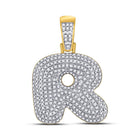 10kt Yellow Gold Men's Round Diamond Bubble R Letter Charm Pendant 7/8 Cttw - Exquisite Jewelry Top view from the 10Kt Yellow Gold Mens Round Diamond Bubble R Letter Charm Pendant 7 8 Cttwpin246655 collection by Splendid Jewellery