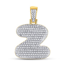 Load image into Gallery viewer, 10kt Yellow Gold Men's Round Diamond Bubble Z Letter Charm Pendant - 3/4 Cttw | Splendid Jewellery Top view from the 10Kt Yellow Gold Mens Round Diamond Bubble Z Letter Charm Pendant 3 4 Cttwpin246642 collection by Splendid Jewellery