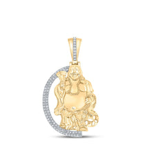 Load image into Gallery viewer, 10kt Yellow Gold Men&#39;s Diamond Buddha Charm Pendant - 1 Cttw, Splendid Jewellery Top view from the 10Kt Yellow Gold Mens Round Diamond Buddha Charm Pendant 1 Cttwpin286860 collection by Splendid Jewellery
