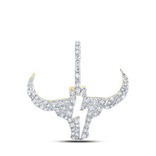 Load image into Gallery viewer, 10kt Yellow Gold Men&#39;s Diamond Bull Head Bolt Charm Pendant - 1/2 Cttw Top view from the 10Kt Yellow Gold Mens Round Diamond Bull Head Bolt Charm Pendant 1 2 Cttwpin232580 collection by Splendid Jewellery